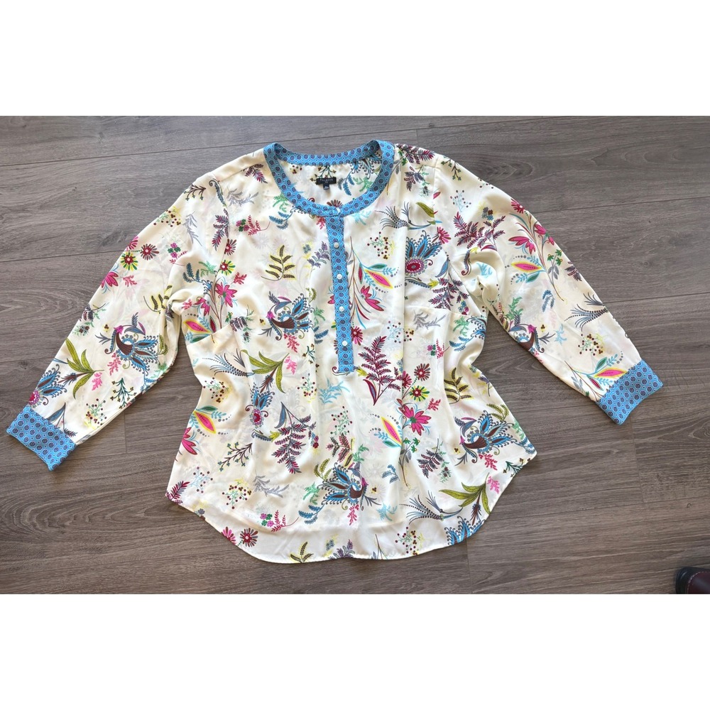 Talbots Floral Tunic Blouse 3X Boho Chic Tropical Garden Party Top